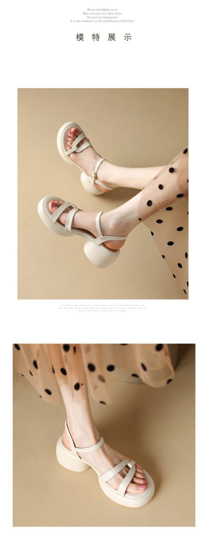 Designer New Women's Sandals 2025 New Fashion High Heels Summer Outdoor Beach Shoes Mary Jane Women Open Toed Thick Heel Sandals