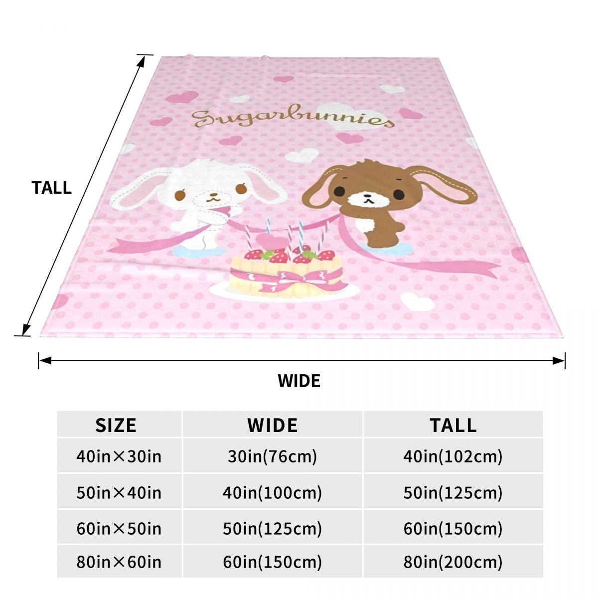 Sugarbunnies Sugar Rabbit Knitted Blanket Fleece Super Soft Throw Blankets for Outdoor Travel Bedroom Quilt