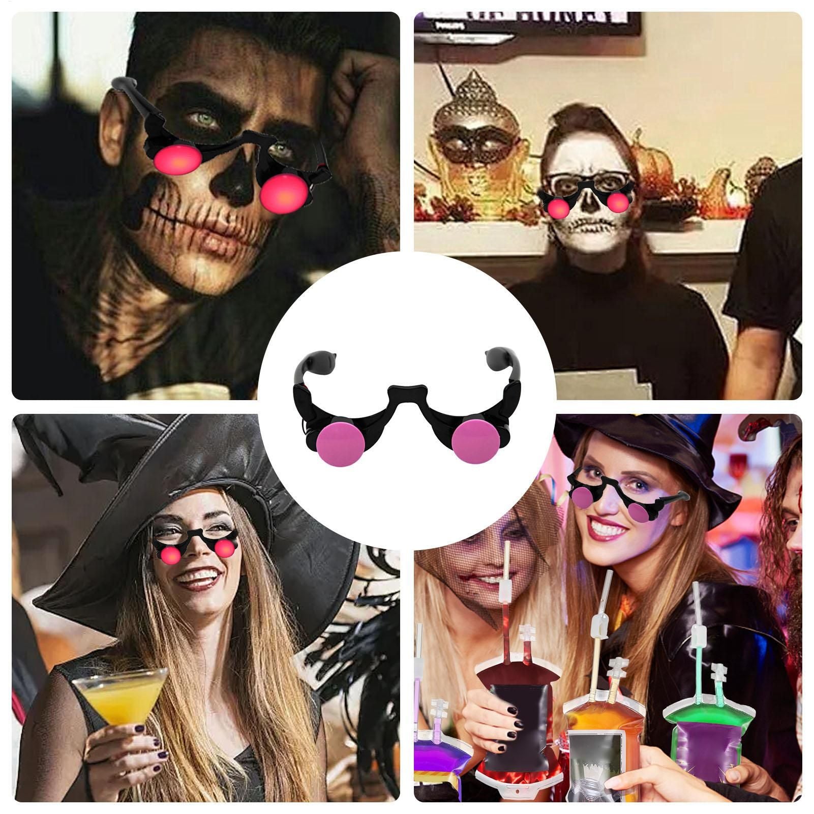 Light Up LED Eyewearing Halloween Glow Glasses Scary Red Glowing Eyes LED Glasses Festive Halloween LED Glowing Eyeglasses