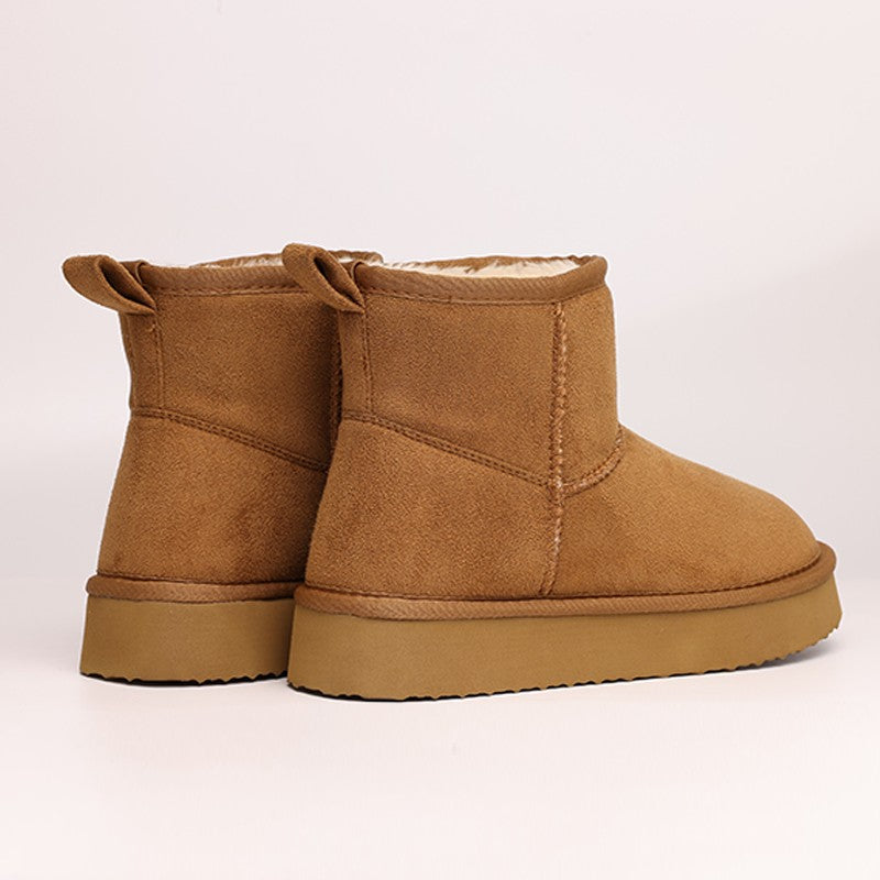 Comwarm Winter Snow Boots For Women Thick Bottom Plush Fluffy Snow Boots Comfort House Fur Boots Non-Slip Platform Cotton Shoes