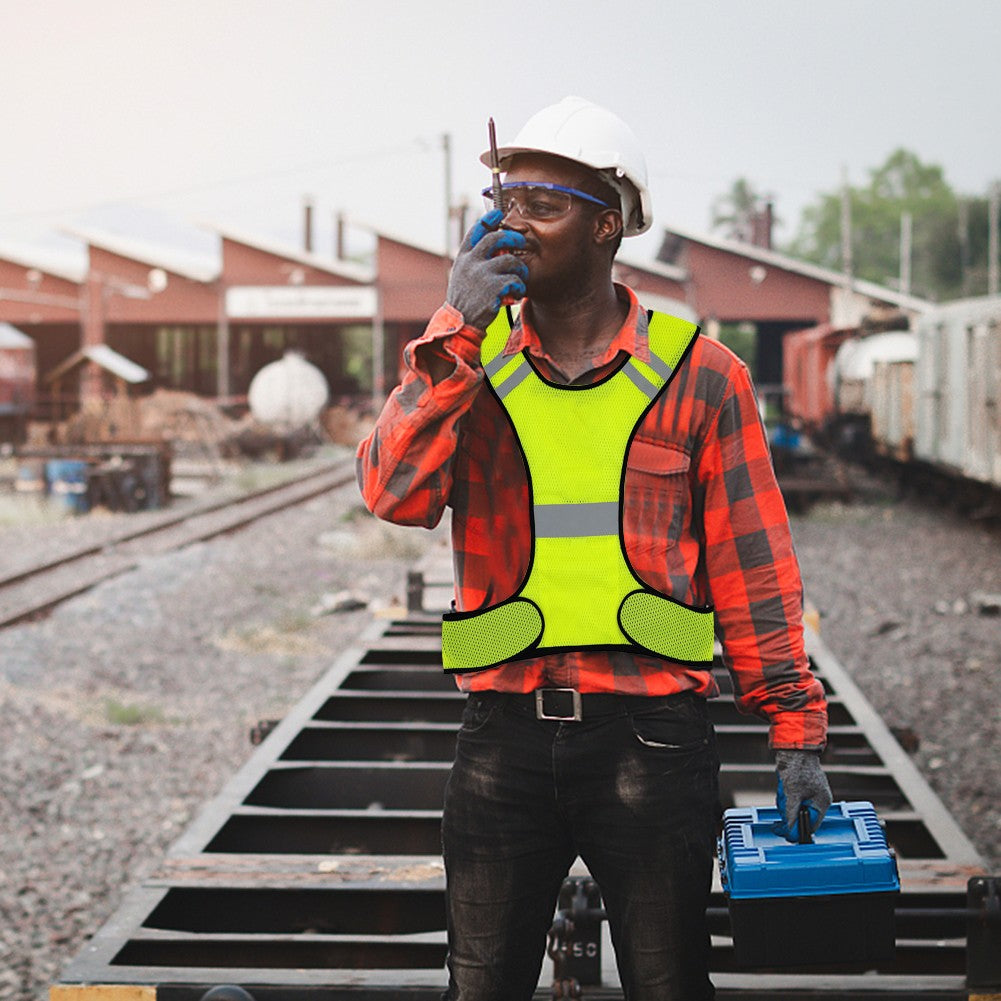 High Visibility Running Vest Breathable Fluorescent Mesh Vest Lightweight Adjustable for Men Women Outdoor Night Riding
