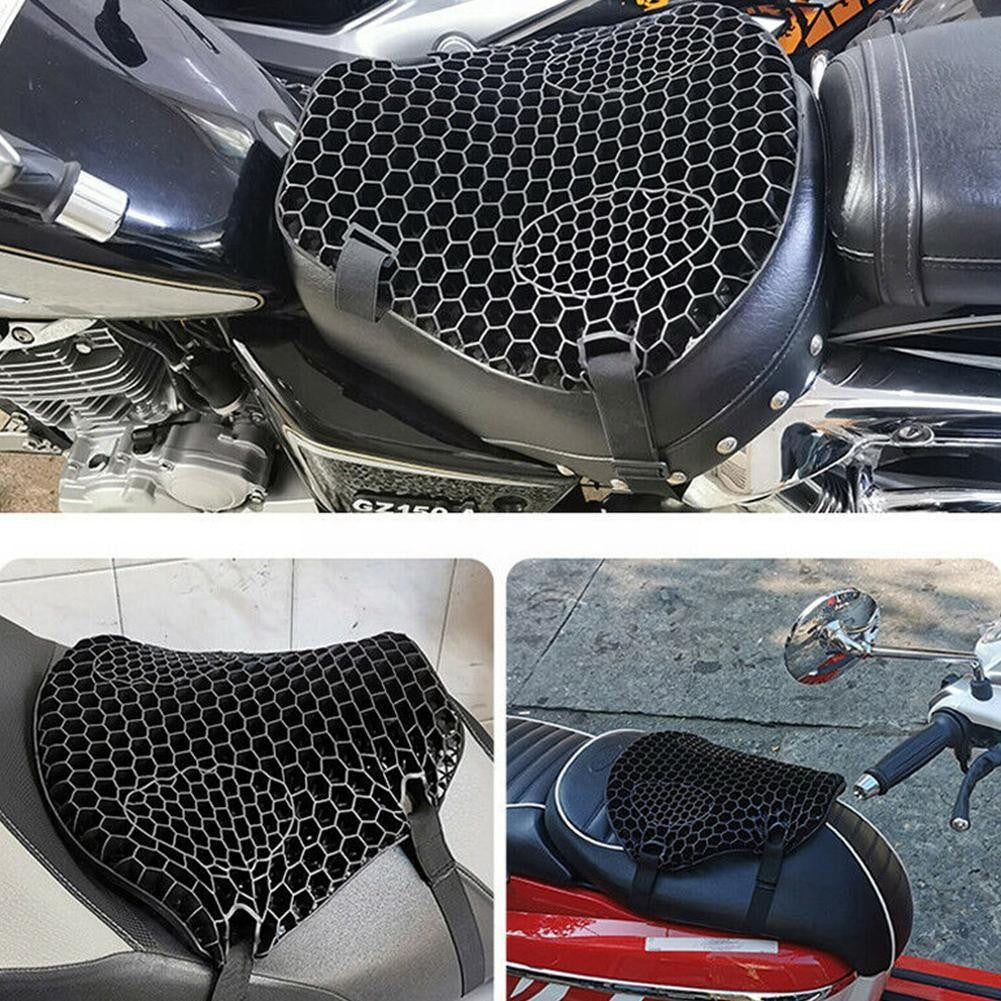 Almofada de Assento de Gel Colmeia para Moto Tecido de Malha 3D Capa de Descompressão Confortável para Moto Almofadas Absorventes de Choque e Alívio