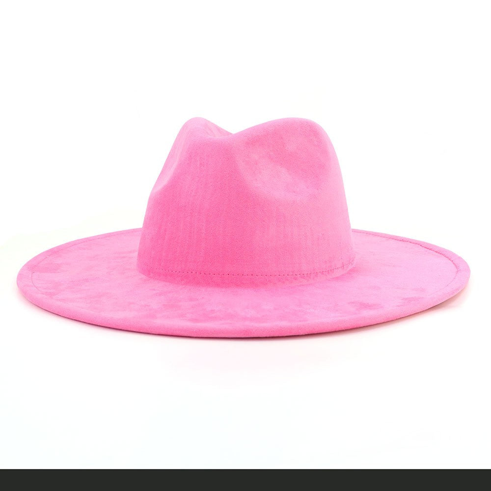 9.5 CM Big Brim Jazz Fedora Hats Men Suede Fabric Heart Top Felt Cap Women Luxury Designer Brand Party Green Fascinator Hats