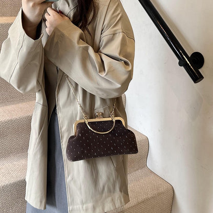 Luxury Design Women's Evening Clutch Purse Dinner Party Ladies Small Clip Shoulder Bag Handbags Retro Female Chain Crossbody Bag
