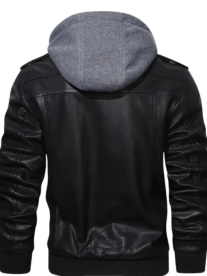 Motorcycle Leather Jackets Man Casual Fashion Motorcycle Coat Slim Fit Lapel PU Jackets Autumn Anti-wind Leather Coat Male
