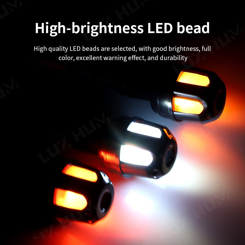 Luz estroboscópica de guidão de motocicleta, luz indicadora de LED de alto brilho, luz de seta para scooter 12V, lâmpada de advertência lateral à prova d'água