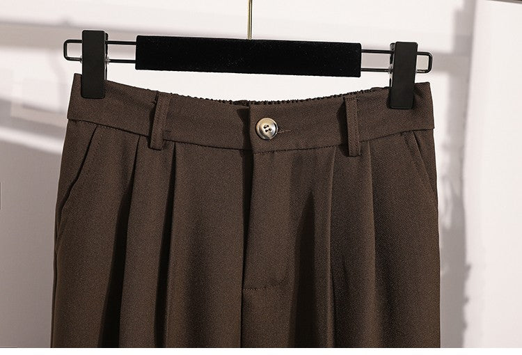 Plus Size Pants Woman 2025 Autumn Winter New Arrival High Waist Suit Pants High Quality Korean Style Straight Trousers