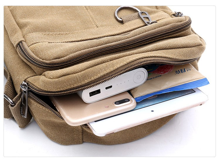 Canvas Shoulder Bag Men's New Korean Style Canvas Messenger Bag Outdoor Leisure Travel Portable Shoulder Bag Purse Handbag