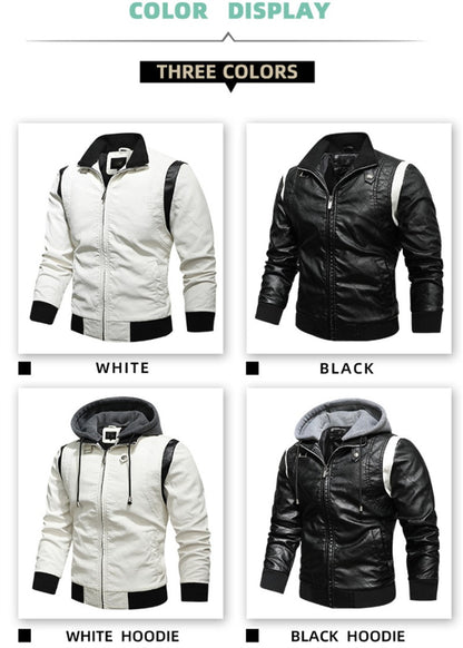 High Quality Men Leather Jacket Scorpion Embroidery Streetwear Windproof Motorcycle Biker Stand Collar Mens PU Leather Jackets