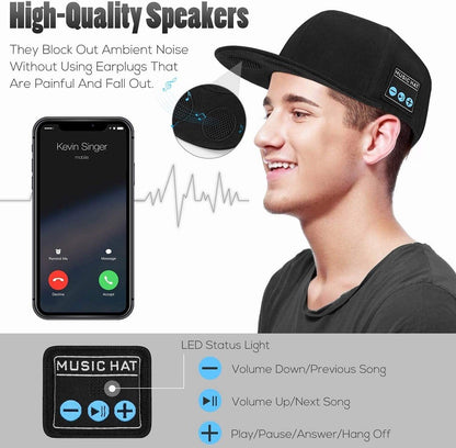 Boné com alto-falante Bluetooth, ajustável, sem fio, com viva-voz inteligente para esportes ao ar livre, boné de beisebol Bluetooth sem fio com microfone