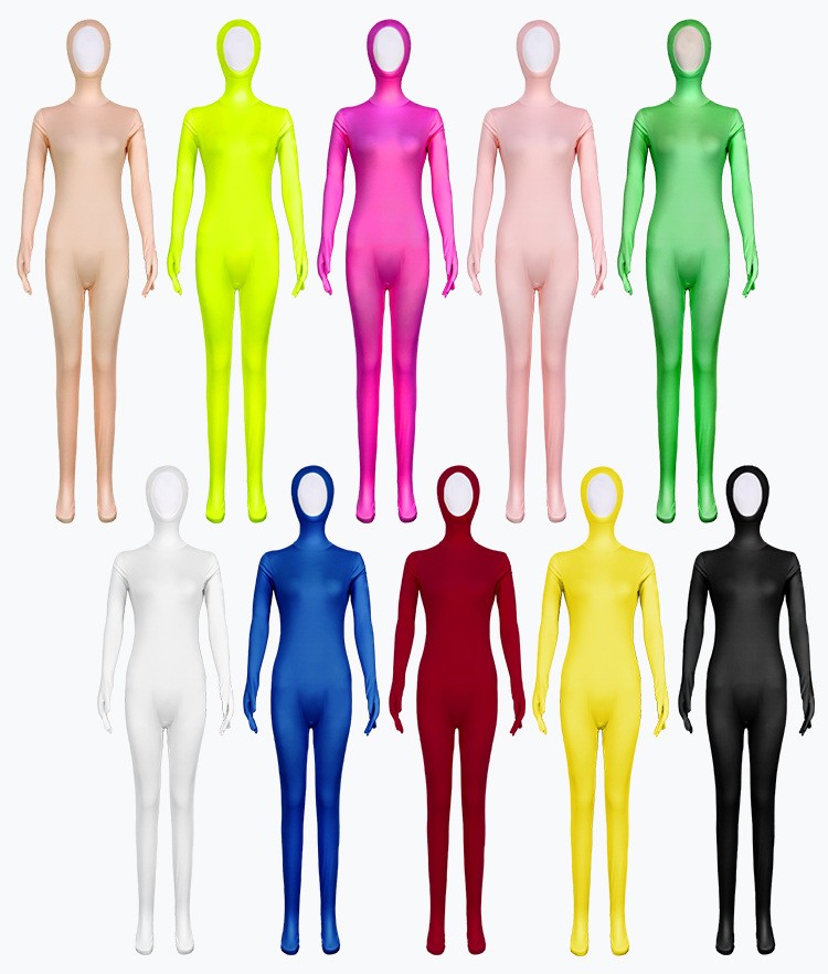 Open Split Orange Full Wrap Bodysuit Spandex Stretch Jumpsuit Adult Variety Show Halloween Cos and Body-fit Role Play Apparel
