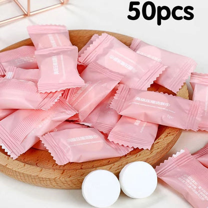 10-50pcs Disposable Towel Compressed Portable Travel Non-woven Face Towel Water Wet Wipe Outdoor Moistened Tissues Candy Towel