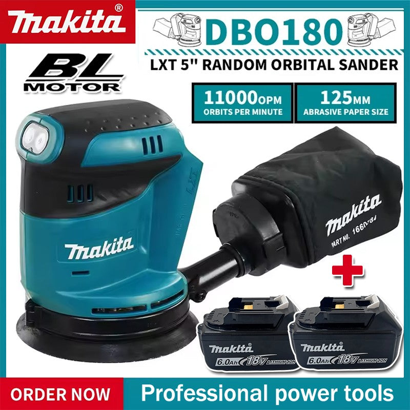 Lixadeira Roto-Orbital a Bateria Makita DBO180Z 18V Sem Escovas para Marcenaria Lixamento Polimento de Massa Ferramenta Sem Bateria