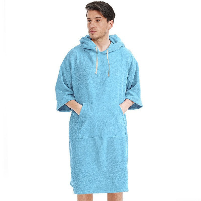 Quick dry Solid microfiber Changing Robe Surf Poncho Hooded Beach Towel Hooded Poncho Towel For Adults men and women
