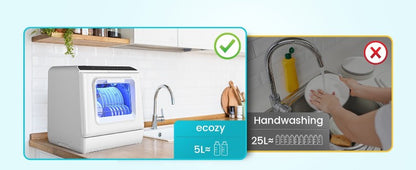 Portable Countertop Mini Dishwasher with 5L Water Tank 6 Washing Programs Air Drying Function