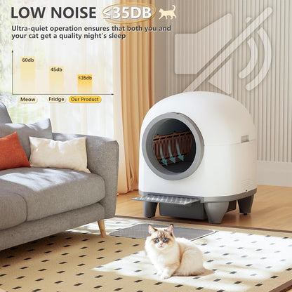 Caixa Sanitária de Limpeza Automática, Caixa Sanitária Automática de 90 L para Vários Gatos Controlada por Aplicativo com Sensores Inteligentes