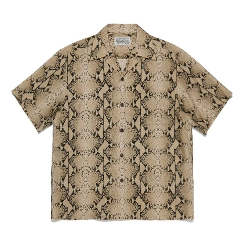 Classics Summer WACKO MARIA Shirts Full Print Leopard Rayon Short-sleeved Real Photos Hawaiian Shirt for Men Women