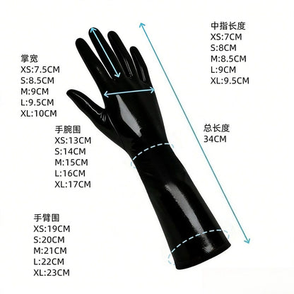 Unisex Natural Latex Black Gloves Rubber Short Gloves Cosplay Costumes Accessory