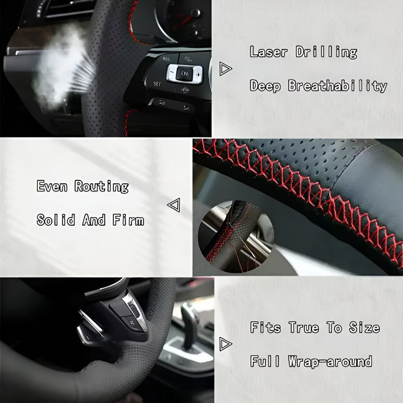 For Volkswagen ID.7 VIZZION 24 Hand-stitched steering wheel cover lightweight and breathable full coverage modification desig