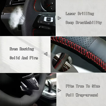 For Volkswagen ID.7 VIZZION 24 Hand-stitched steering wheel cover lightweight and breathable full coverage modification desig