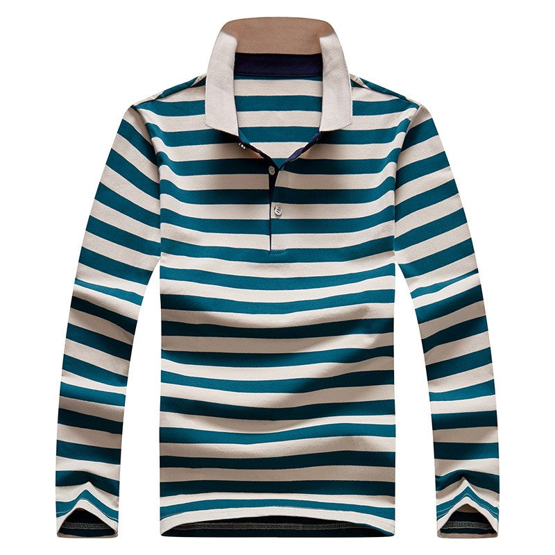Men Polo Shirt Cotton Embroidery Long Sleeve Spring Stripe Polo Shirt Men Autumn Casual Fashion Polo Shirt Business T-shirts Men