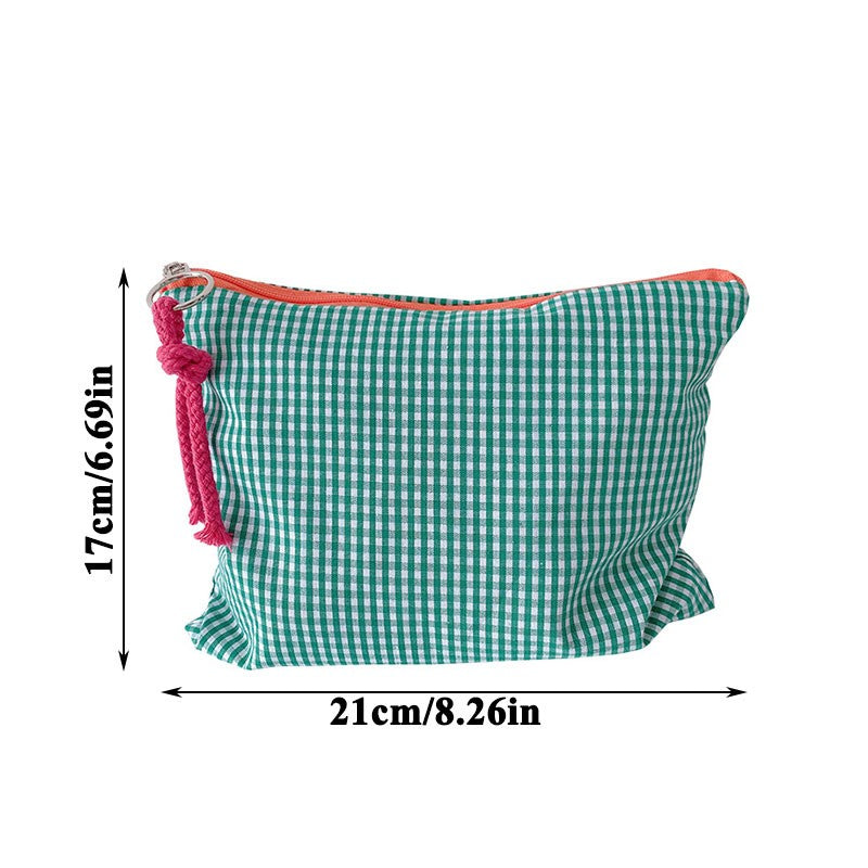 New Women Plaid Makeup Bag Large Capacity Cotton Zipper Pouch Purse Travel Clutch Makeup Bag Cosmetic Zipper Necessarie Feminina