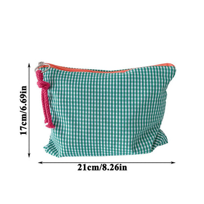 New Women Plaid Makeup Bag Large Capacity Cotton Zipper Pouch Purse Travel Clutch Makeup Bag Cosmetic Zipper Necessarie Feminina