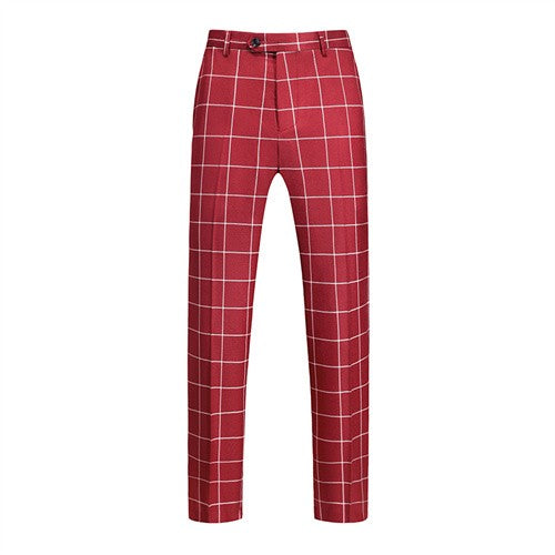 Fashion Male Business Social Suit Pants Black / Blue / Burgundy Men Wedding Plaid Dress Trousers