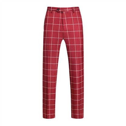 Fashion Male Business Social Suit Pants Black / Blue / Burgundy Men Wedding Plaid Dress Trousers