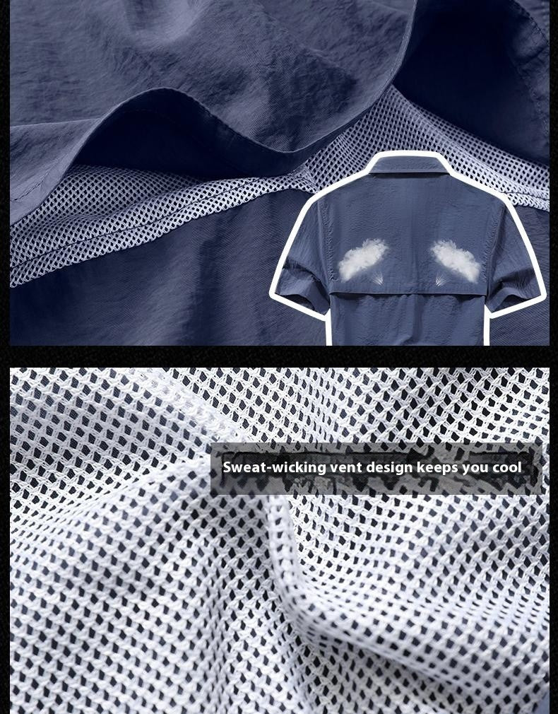 Summer Men Short Sleeve Cargo Breathable Shirt Man Casual Tactic Multi Pocket Shirts Men Outdoor Hike Safari Work Shirt Top Polo