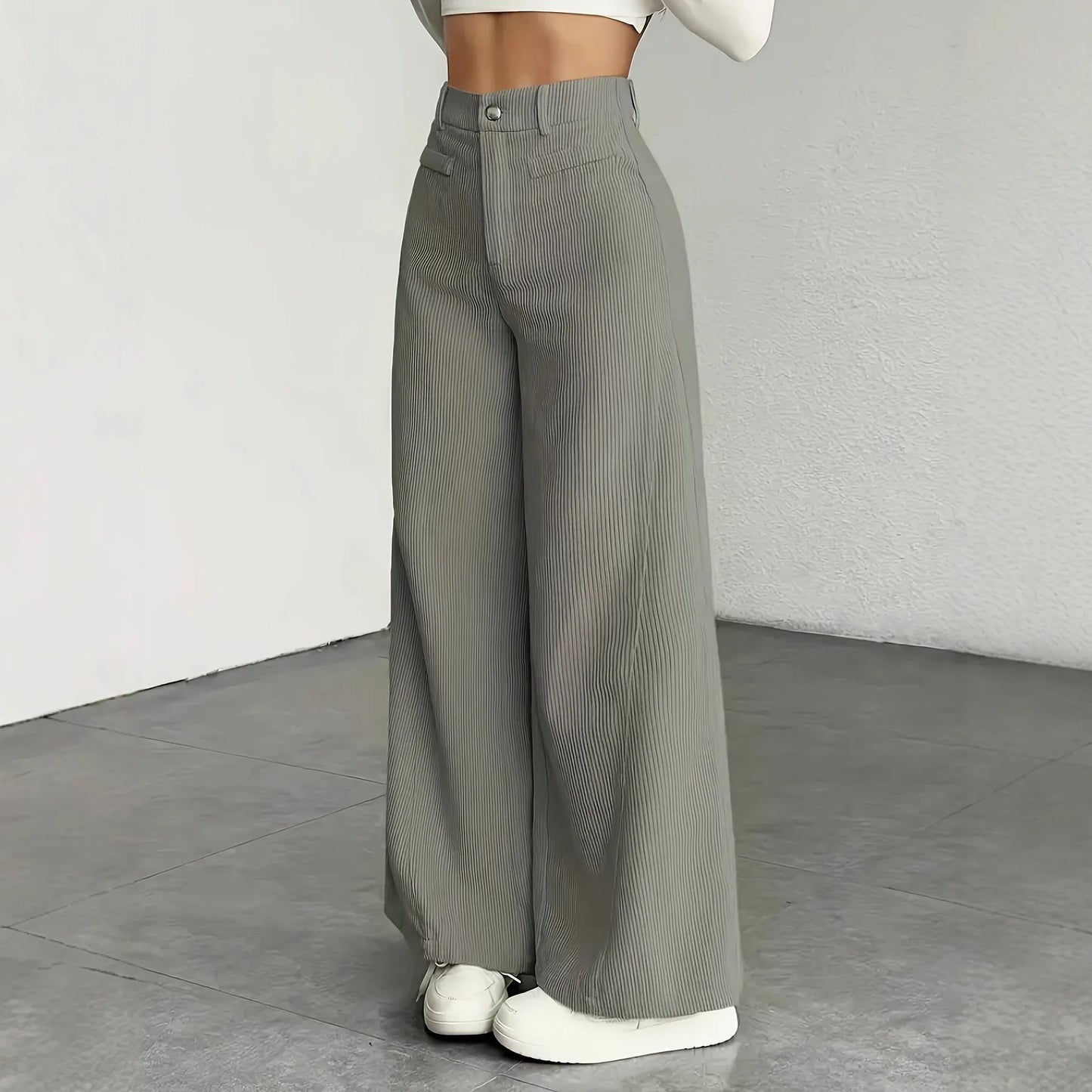 High Waist Striped Wide Leg Pants Commute Versatile Casual Long Trousers New 2025 Women's Fashion Cross-Border Clothing