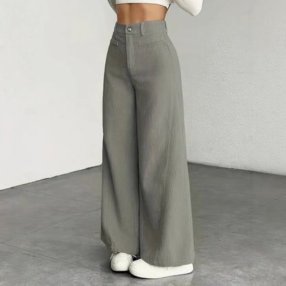 High Waist Striped Wide Leg Pants Commute Versatile Casual Long Trousers New 2025 Women's Fashion Cross-Border Clothing
