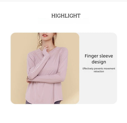 DRUR Women Long Sleeve Yoga Shirt Quick Dry Breathable Workout Top O-Neck Lightweight Pilates Running Tee Activewear Gym Clothes