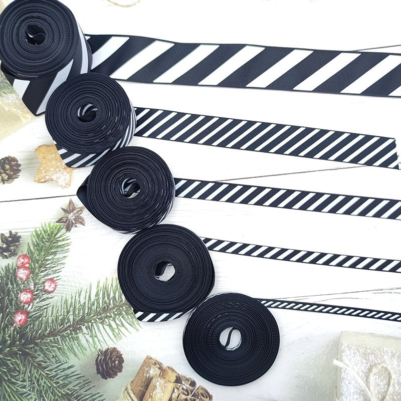 Diagonal Striped Thread Ribbon, 10 Yards Carnival Gift Box Packaging Ribbon for Holiday Scene Christmas Decoration