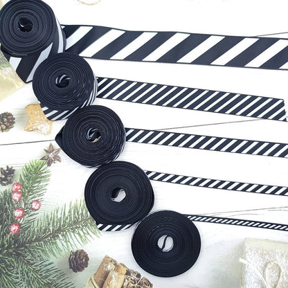 Diagonal Striped Thread Ribbon, 10 Yards Carnival Gift Box Packaging Ribbon for Holiday Scene Christmas Decoration