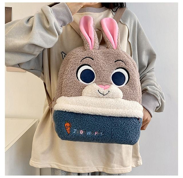 Mochila de pelúcia fofa Disney Nick e Judy, mochila de desenho animado ultraleve de grande capacidade, bolsa de boneca para estudantes, presente infantil