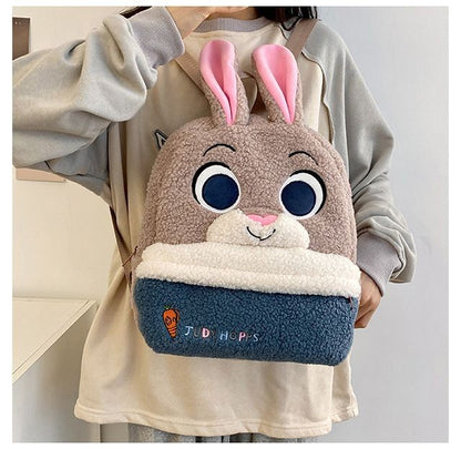 Mochila de pelúcia fofa Disney Nick e Judy, mochila de desenho animado ultraleve de grande capacidade, bolsa de boneca para estudantes, presente infantil