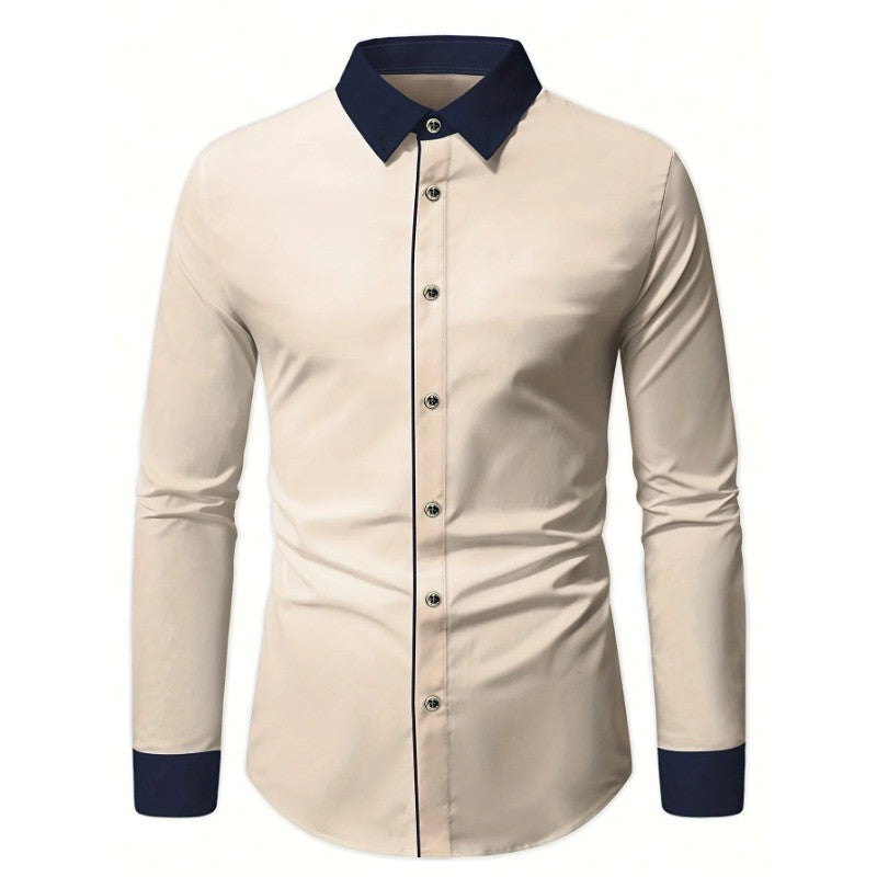 FGKKS Men Shirt Fashion Brand New Patchwork Long Sleeve Smart Casual Elastic Four Season Quality Male Business Shirt
