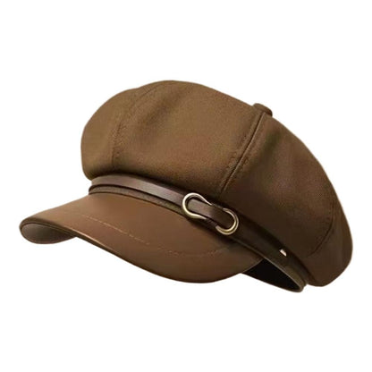 Retro British Style Beret for Women, Versatile Octagonal Newsboy Cap for Big Head Circumference Spring Autumn Hat
