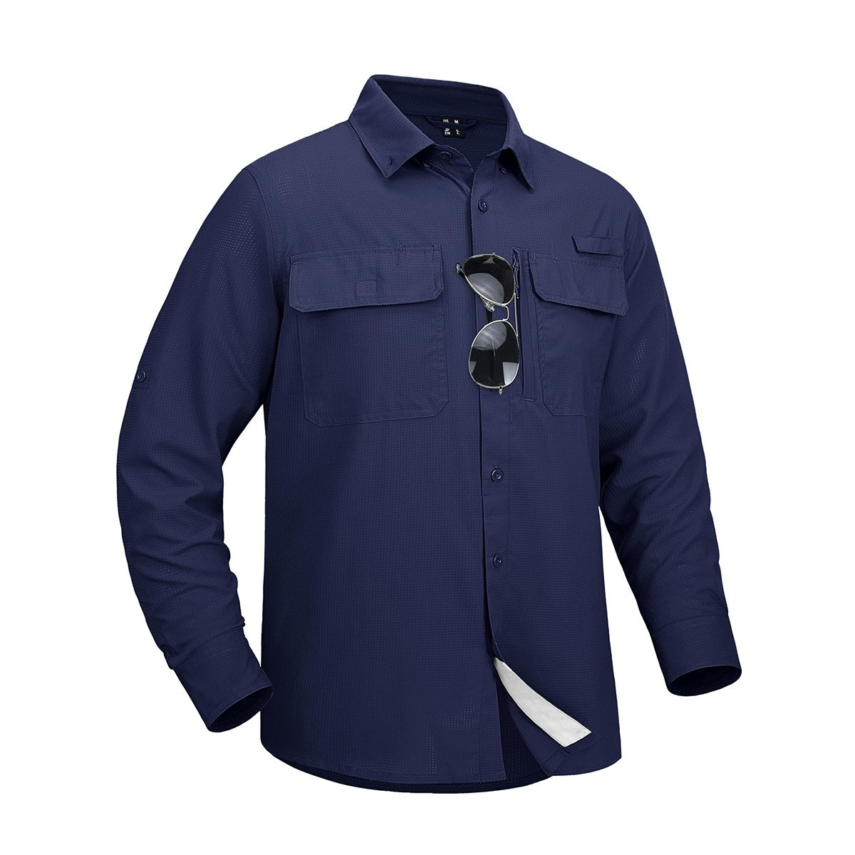 MAGCOMSEN Sun Protection Shirt Quick Dry Long Sleeve Mesh Breathable Shirt Multi Pockets Fishing Shirts Hiking Work Cargo Shirts