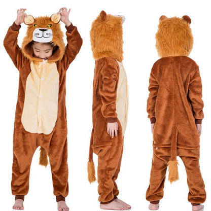 2-8Years Children's Unicorn Tiger Lion Fox Sika Deer Kigurumi Kid Onesie Pyjamas Cosplay Costumes for Halloween Carnival Party