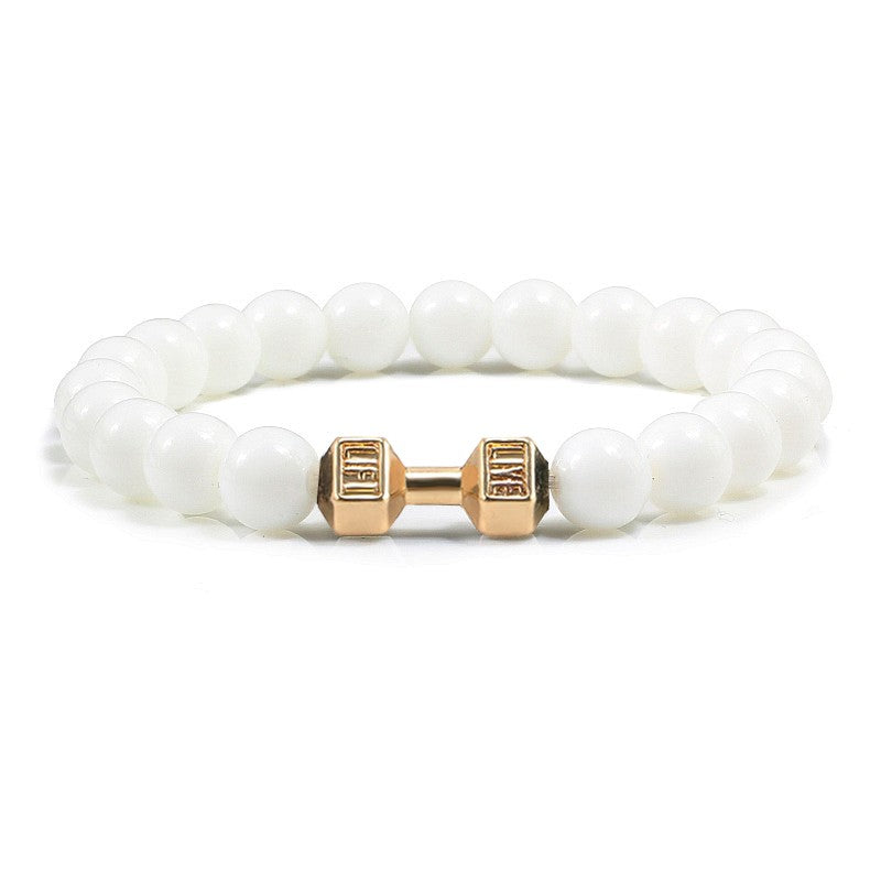 Pulseira Feminina/Masculina Ajustável Desgastada Preta, com Contas, Haltere, Joias de Yoga, Braceletes Originais