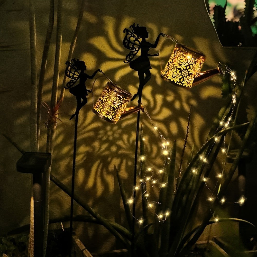 Solar Lights Outdoor Solar Watering Can Light Solar Garden Lights Waterproof Metal Hanging Lantern Fairy Garden Decor Outside