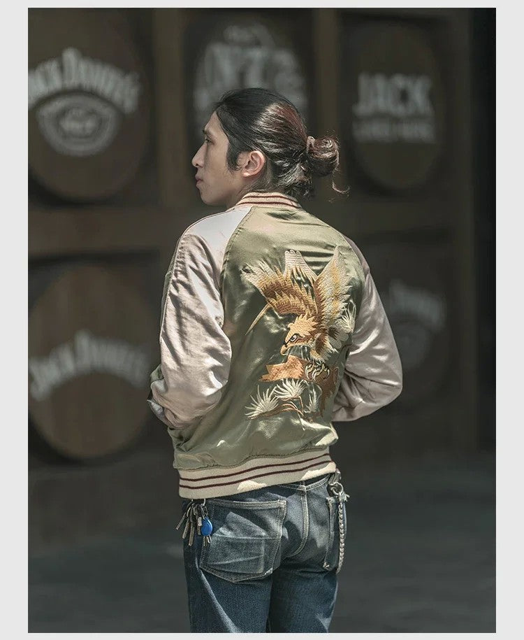 Non Stock Suka Reversible Souvenir Jacket Embroidered Sukajan Baseball Outerwear
