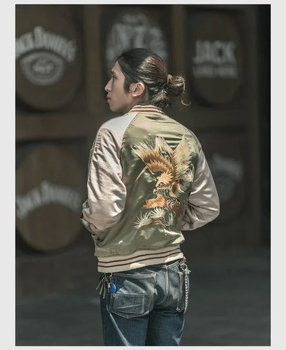 Non Stock Suka Reversible Souvenir Jacket Embroidered Sukajan Baseball Outerwear