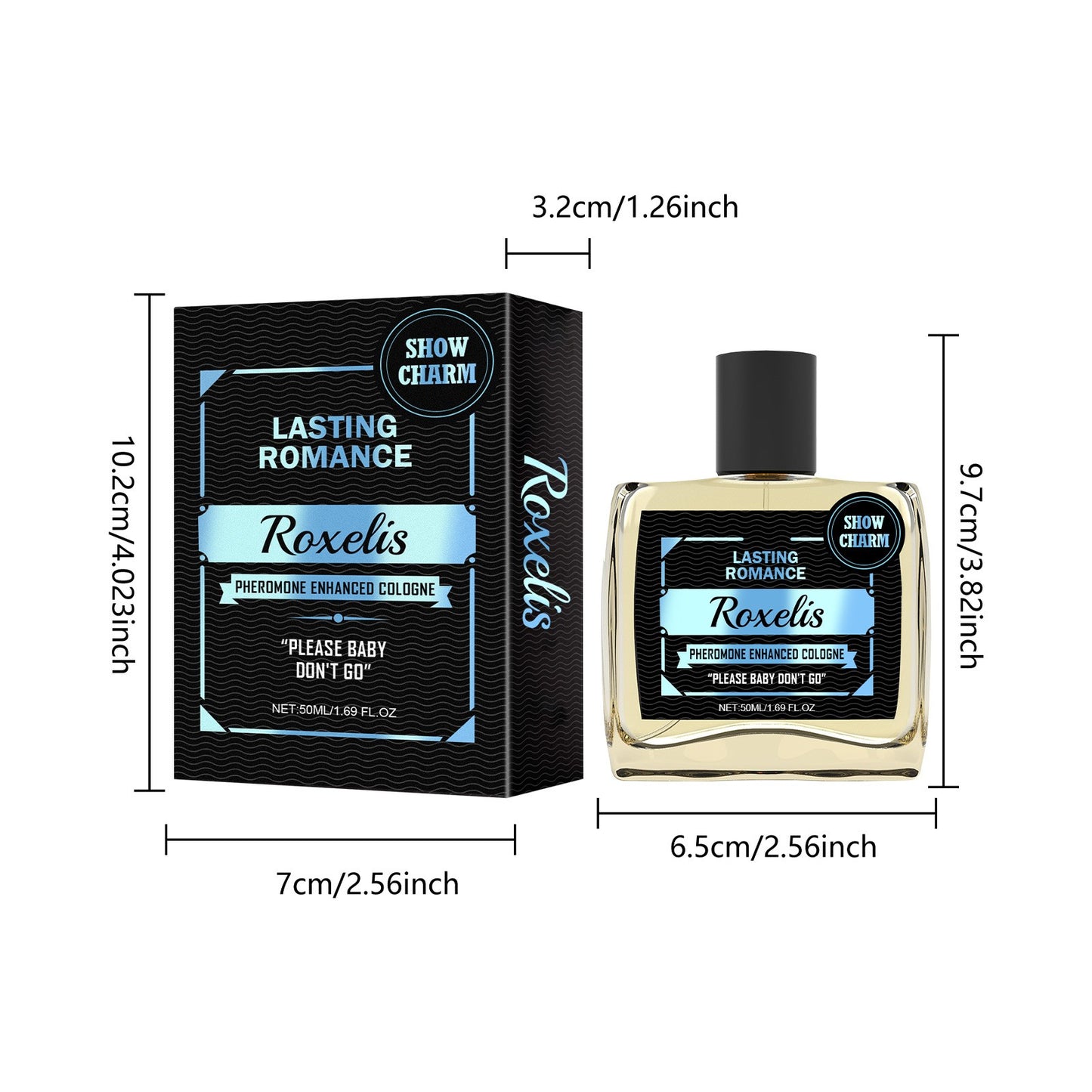 Roxelis 50ml Colônia Masculina Feromônio Aumenta Charme Confiança Namoro Paquera Atrai Glamour Duradouro Perfume Masculino