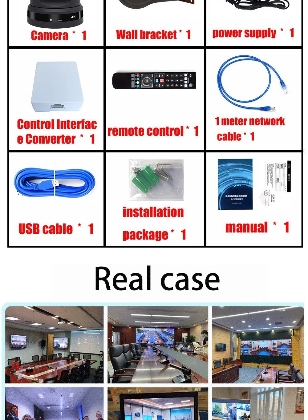 4K NDI  PTZ Camera 1-10pcs 20X Zoom Video Conference Camera for Church Business Meeting Optional 1 controller keyboard kit