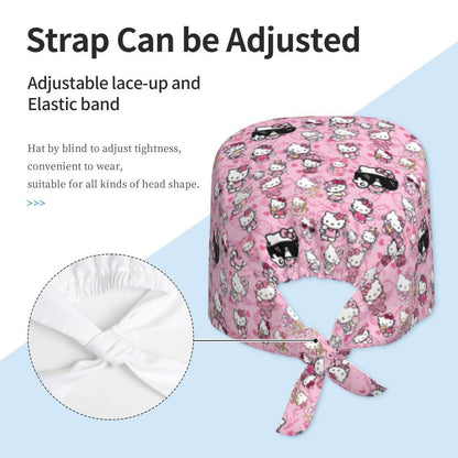 Custom Hello Kitty Medical Staff Scrubs Hat Women Men Cartoon Chara For Chef Hat Scrub Caps