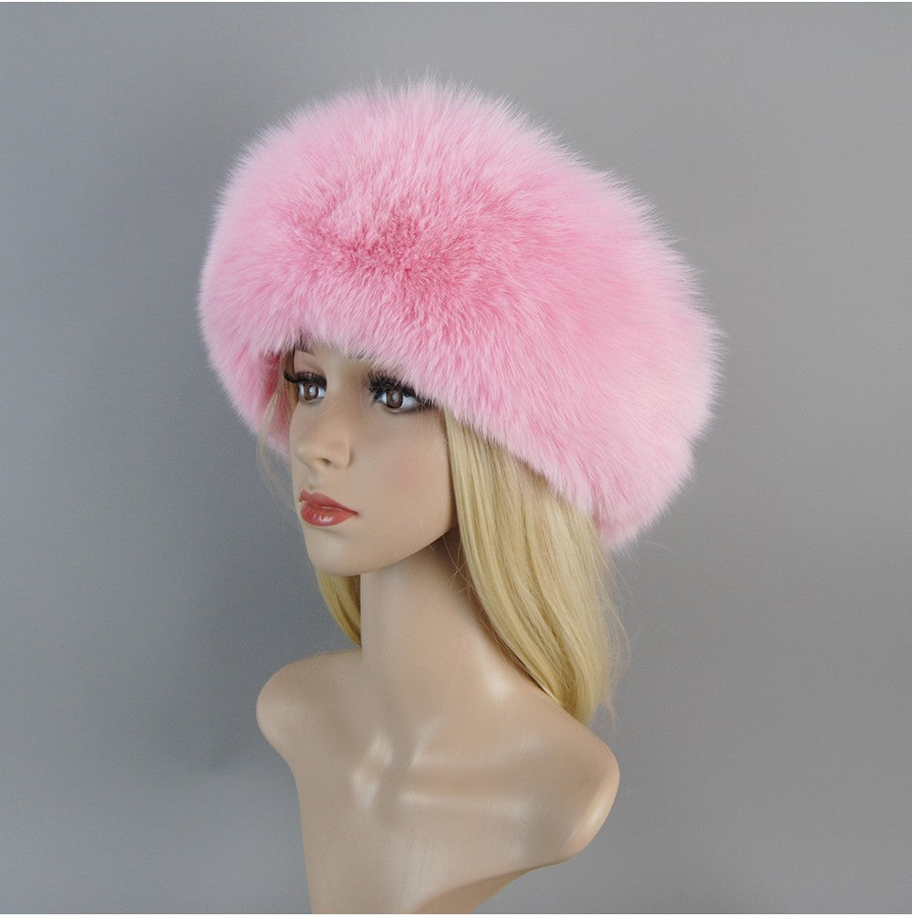 Nova Touca de Luxo de Inverno 100% Pelo de Raposa Natural Toucas de Pelo de Raposa Real de Qualidade para Mulheres Toucas de Pelo de Raposa Genuíno para Meninas
