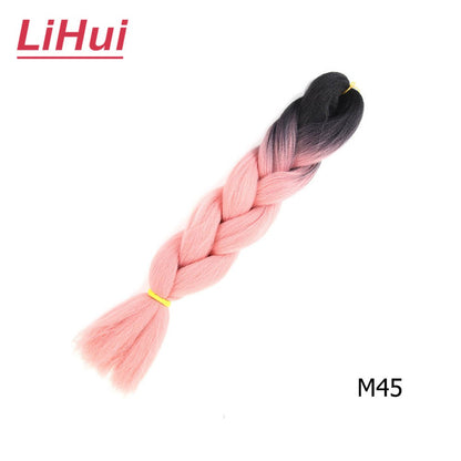 Cabelo Sintético Trança Jumbo 24 Polegadas Ombre Jumbo Extensão de Cabelo para Mulheres Tranças DIY Roxo Rosa Amarelo Cinza Lihu